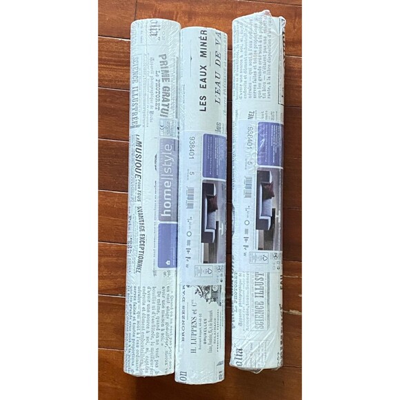 3 Double Rolls VINTAGE FRENCH NEWSPAPER WALLPAPER 57 Sq Ft Each BLACK WHITE Lot - Picture 2 of 9